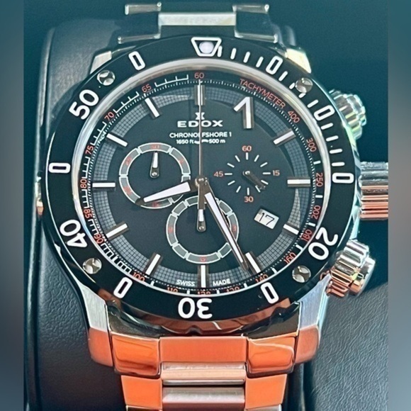 Edox Offshore-1 C-1 Chronograph Date Designer Sport Dive Watch - Picture 1 of 8